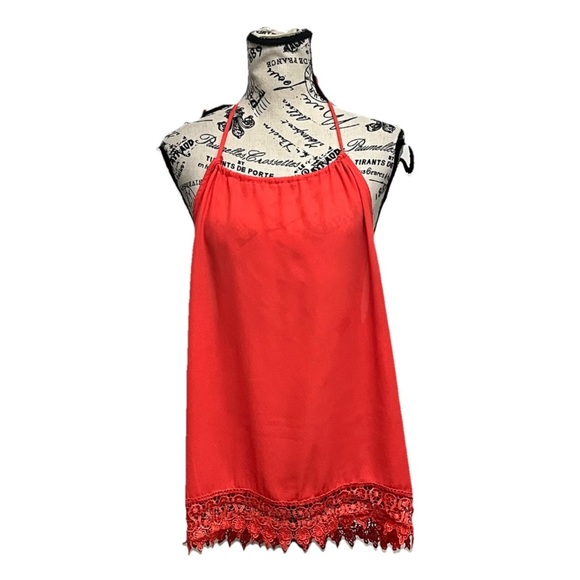 Crochet Hem Sheer Halter Blouse Beach Boho Peasent Hippie Coastal Rodeo Cowgirl - Picture 1 of 8